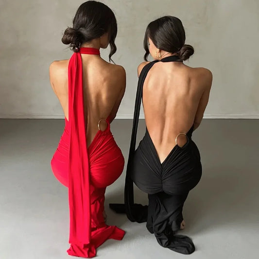 Scarlet Society One-Shoulder Goddess Gown
