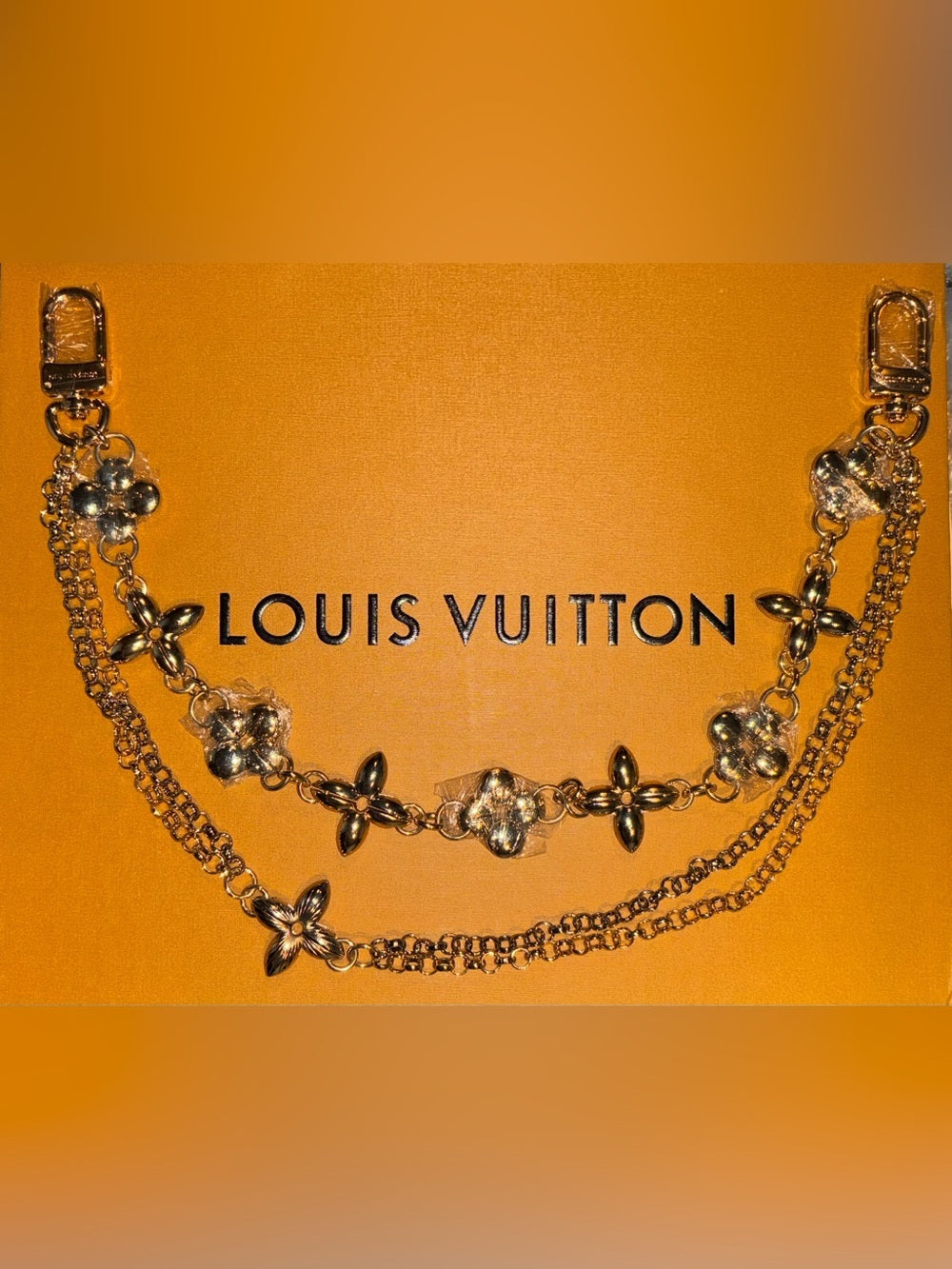 LV Two-Tone Floral Layered Purse Chain