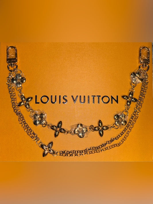 LV Two-Tone Floral Layered Purse Chain