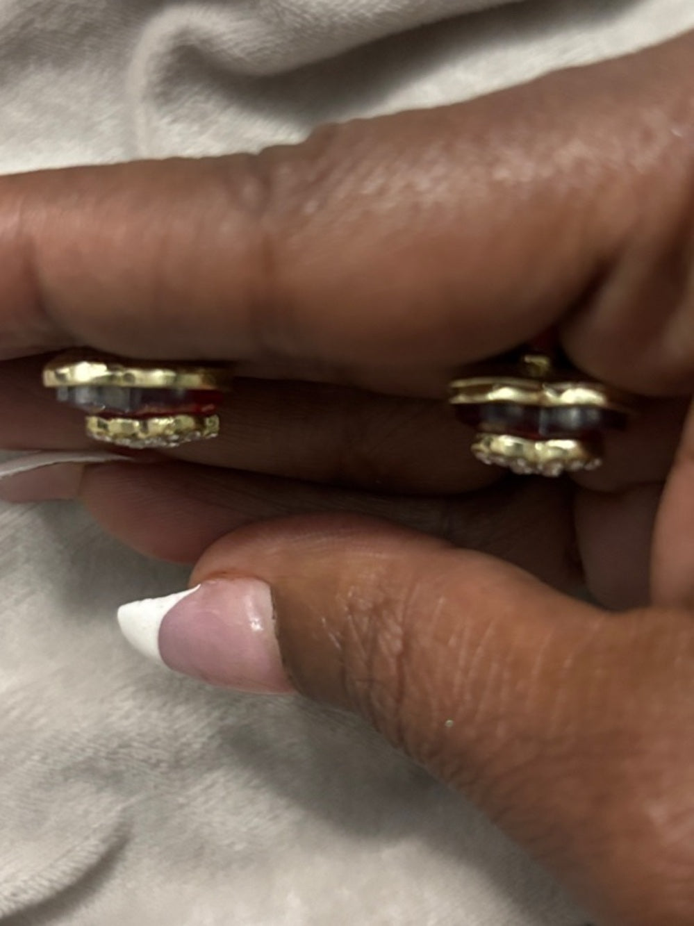 CC Red and Gold Heart Logo Stud Earrings
