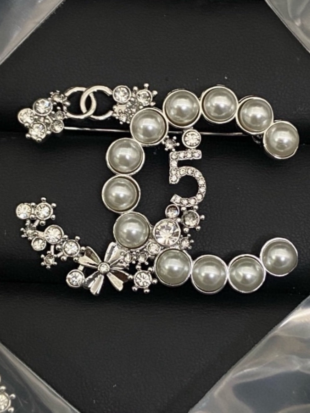 Pearl and Diamond CC Brooch