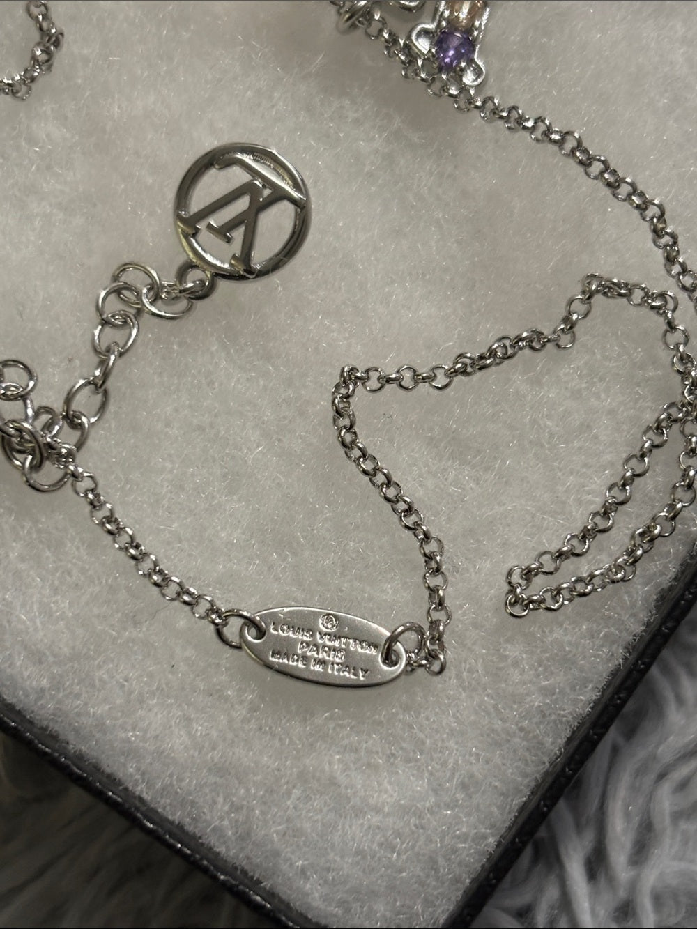 LV Silver Multicolor Stone Necklace
