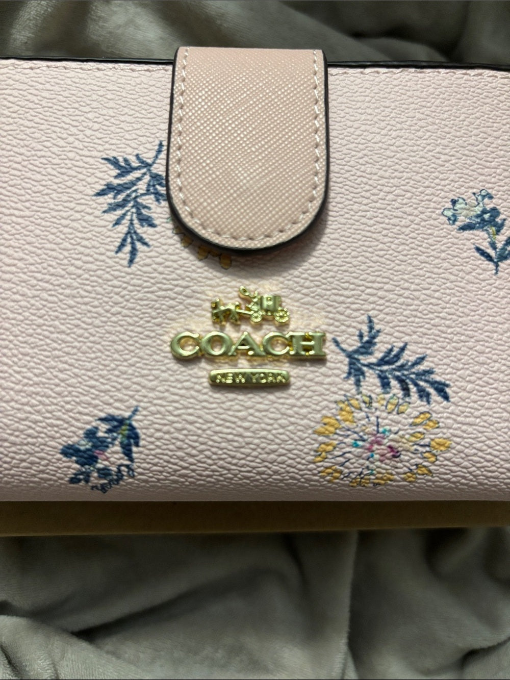 COACH Pink Floral Embroidered Leather Wallet