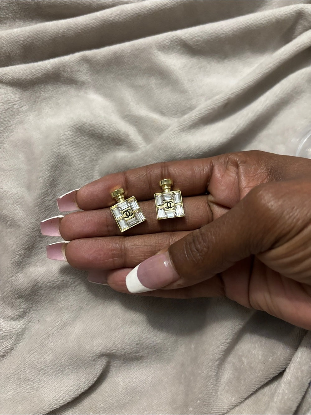 CC Gold & Clear Diamond Earrings