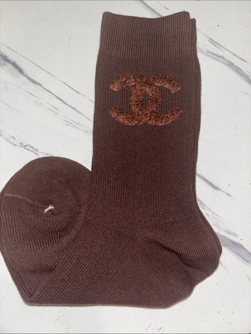 Brown CC Logo Crew Socks
