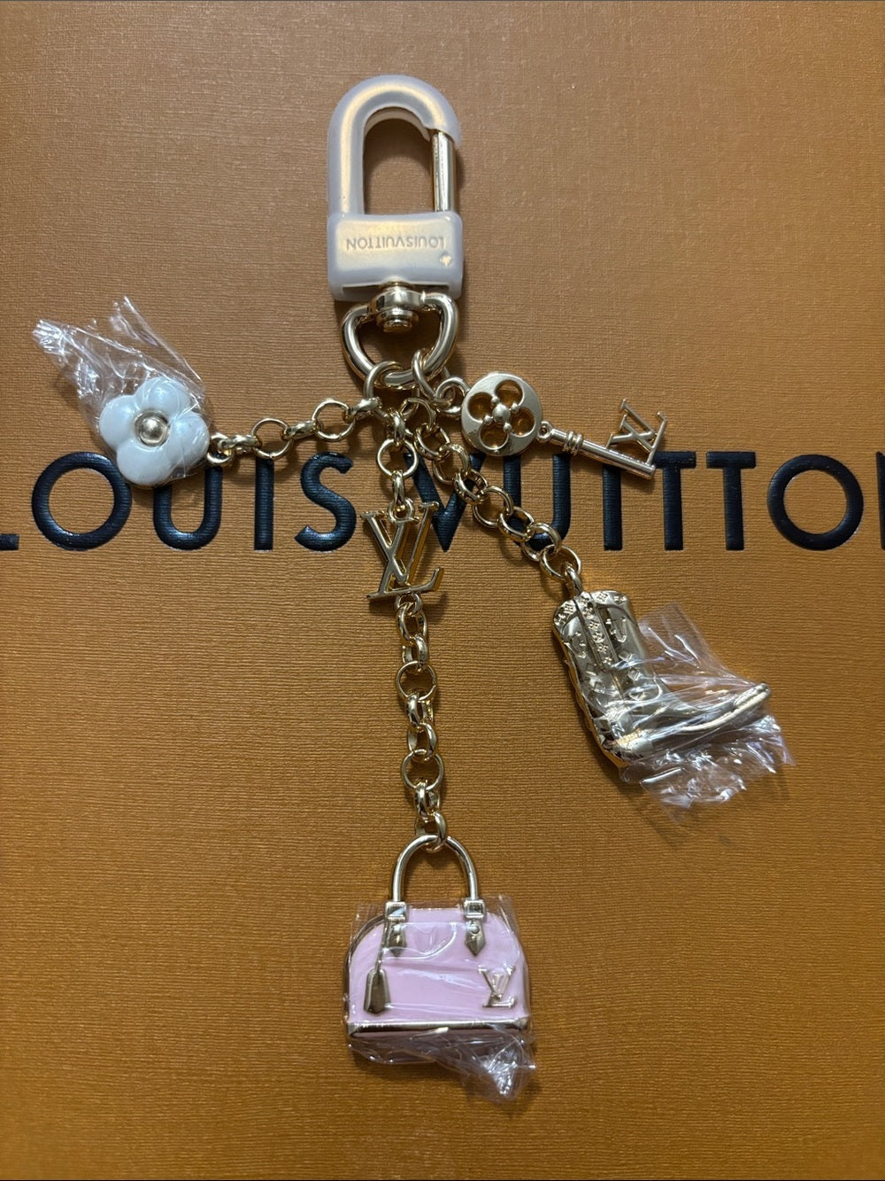 LV Pink Bag & Cowboy Boot Charm/Keychain