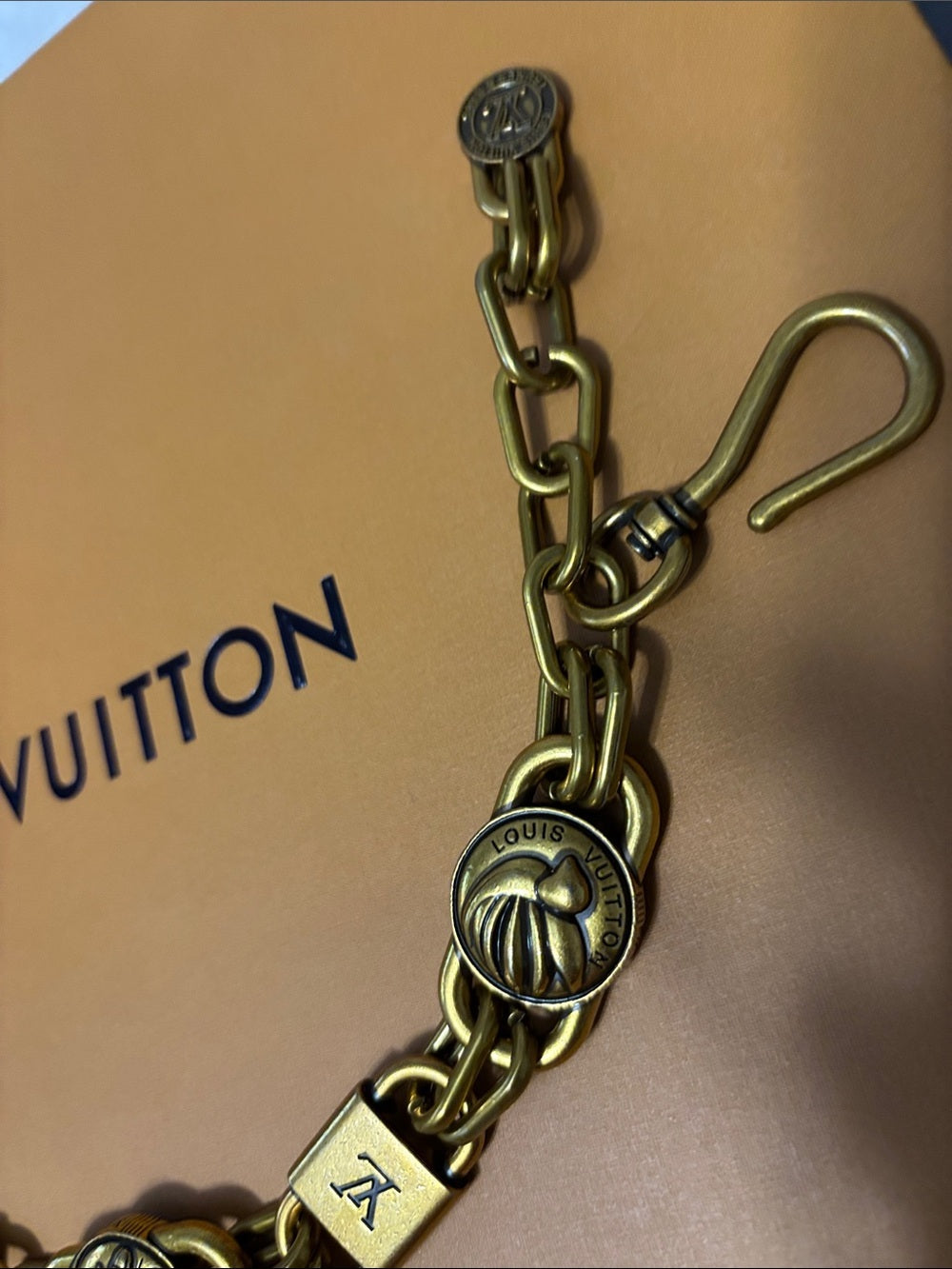 LV Gold-Tone Medallion Chain