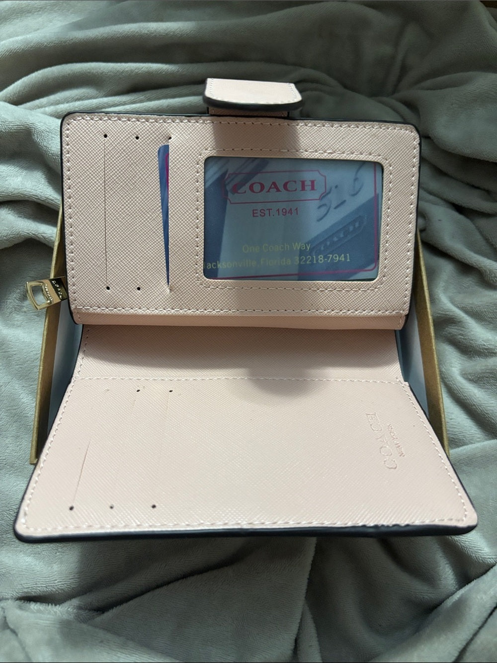 COACH Pink Floral Embroidered Leather Wallet