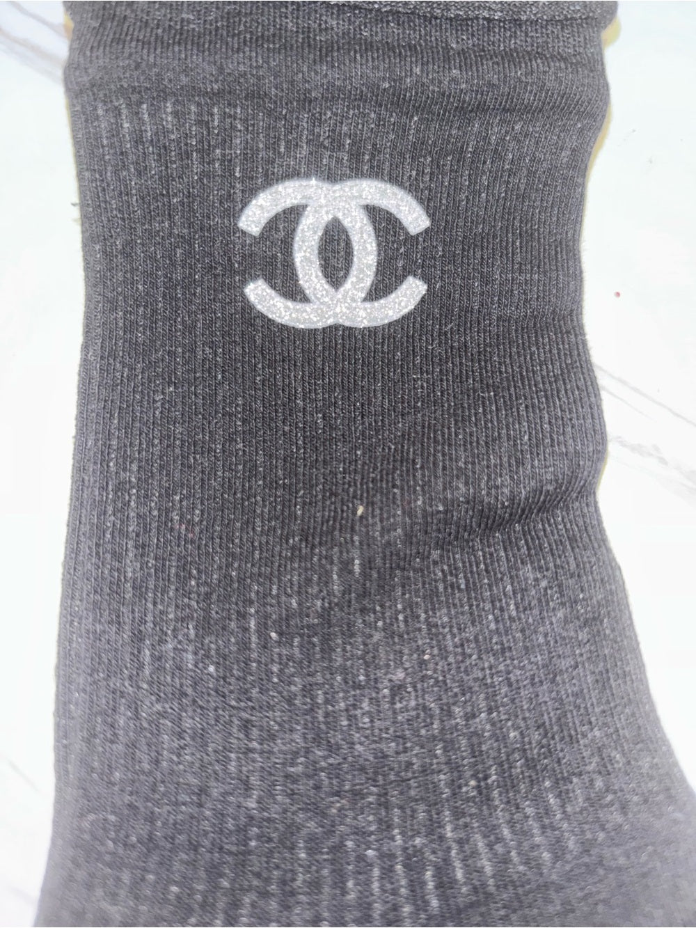 CC Ribbed Socks with Sparkly Silver Logo