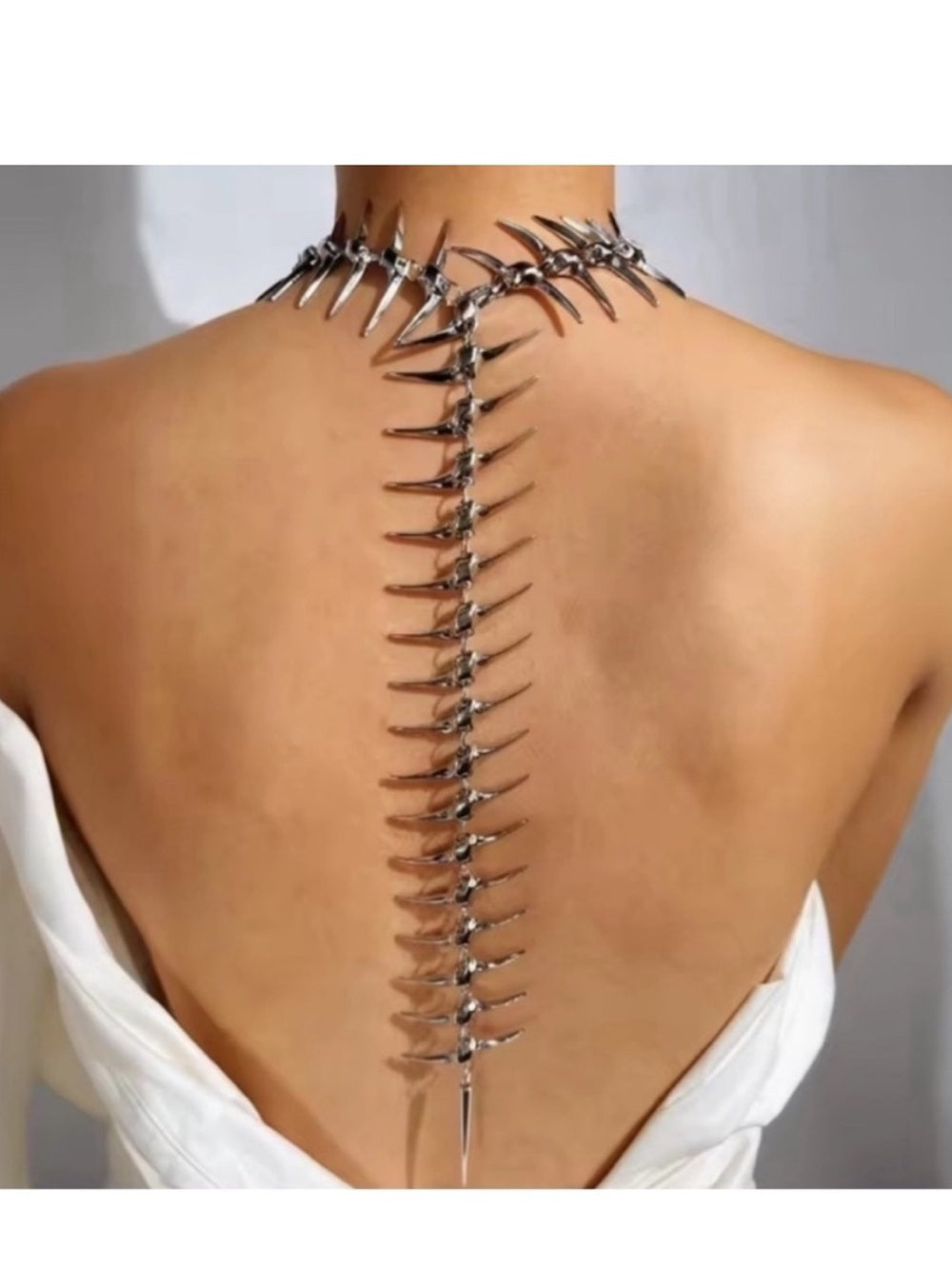 She’s Edgy Silver Spine Back Necklace