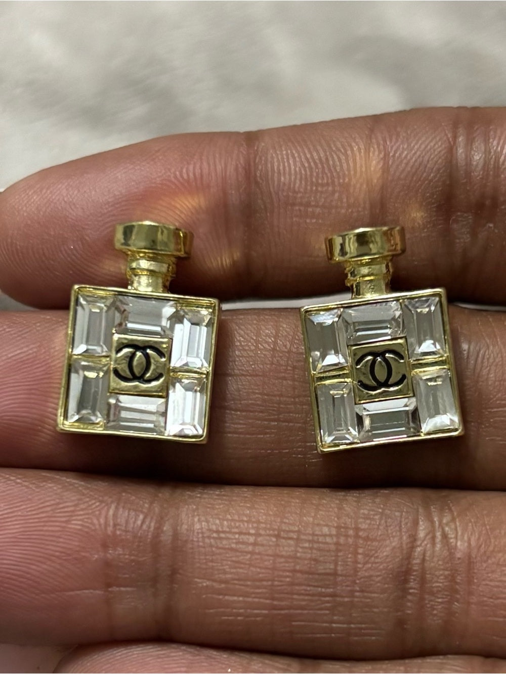 CC Gold & Clear Diamond Earrings
