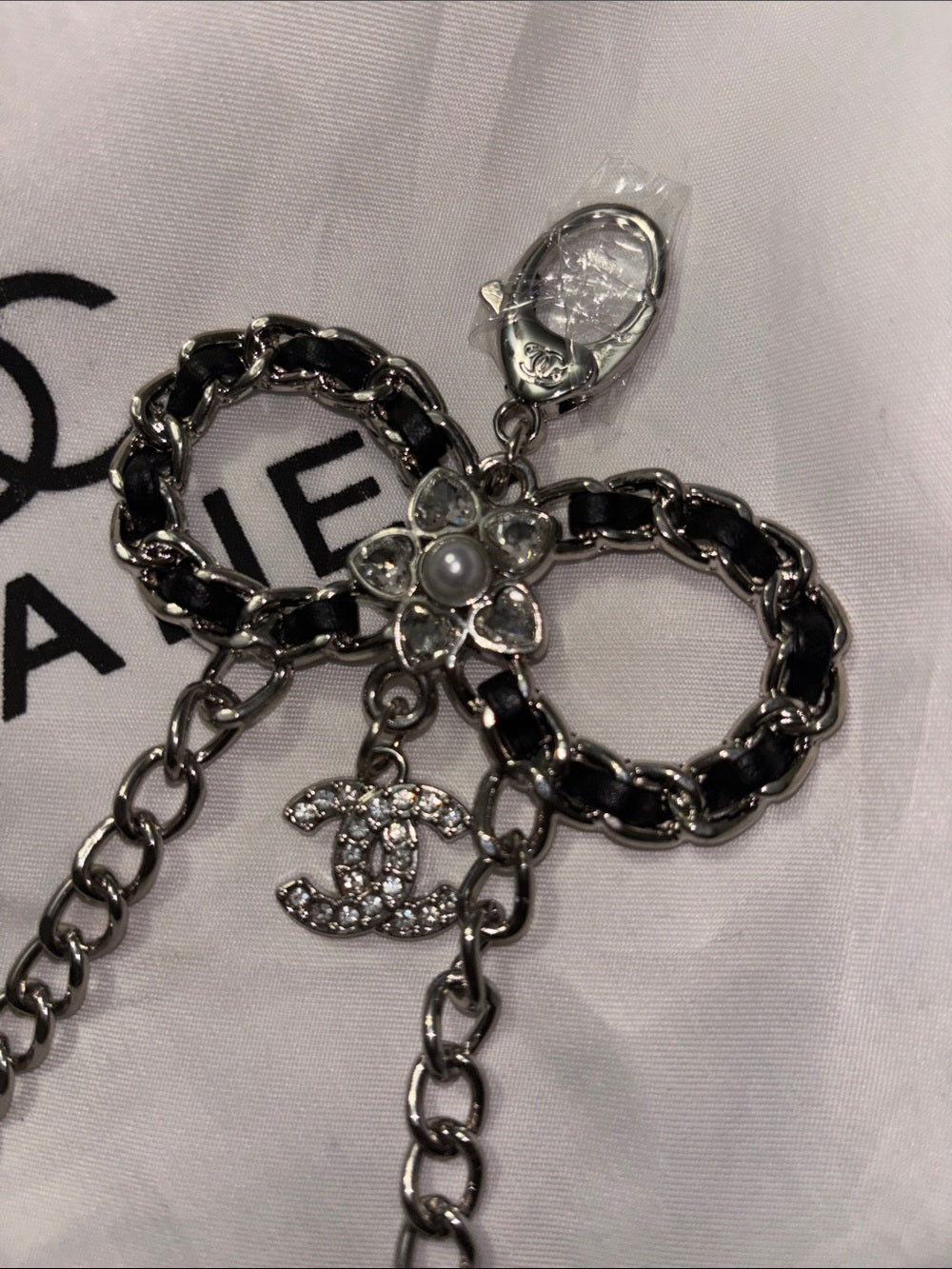CC Silver and Black Bow Charm