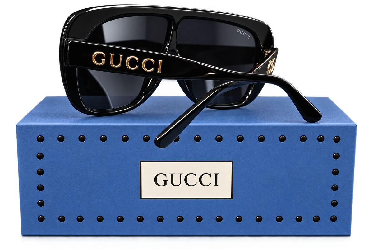 Gucci Black Oversized Shield Sunglasses