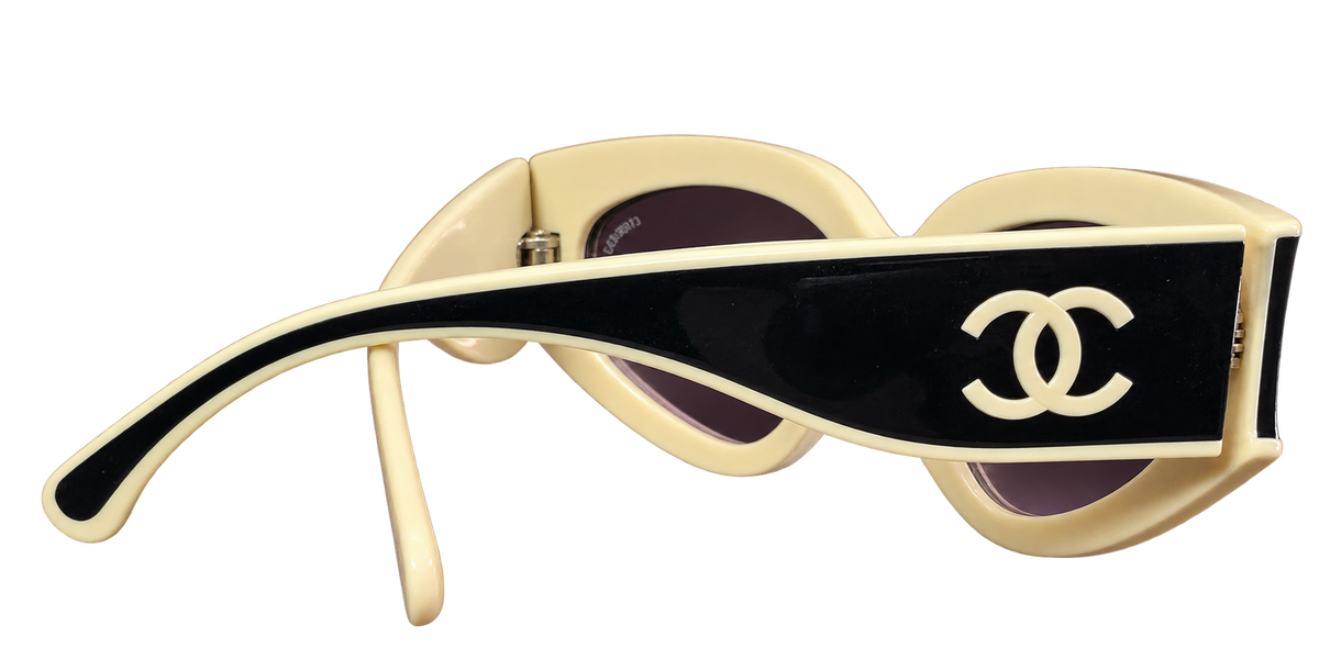 Chanel Black & Ivory Cat-Eye Sunglasses