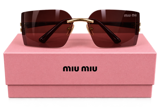 Miu Miu Burgundy Rimless Shield Sunglasses